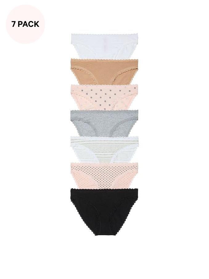 White/Nude/Pink/Black/Grey Bikini Logo 7 Pack Knickers (E68637) | €40