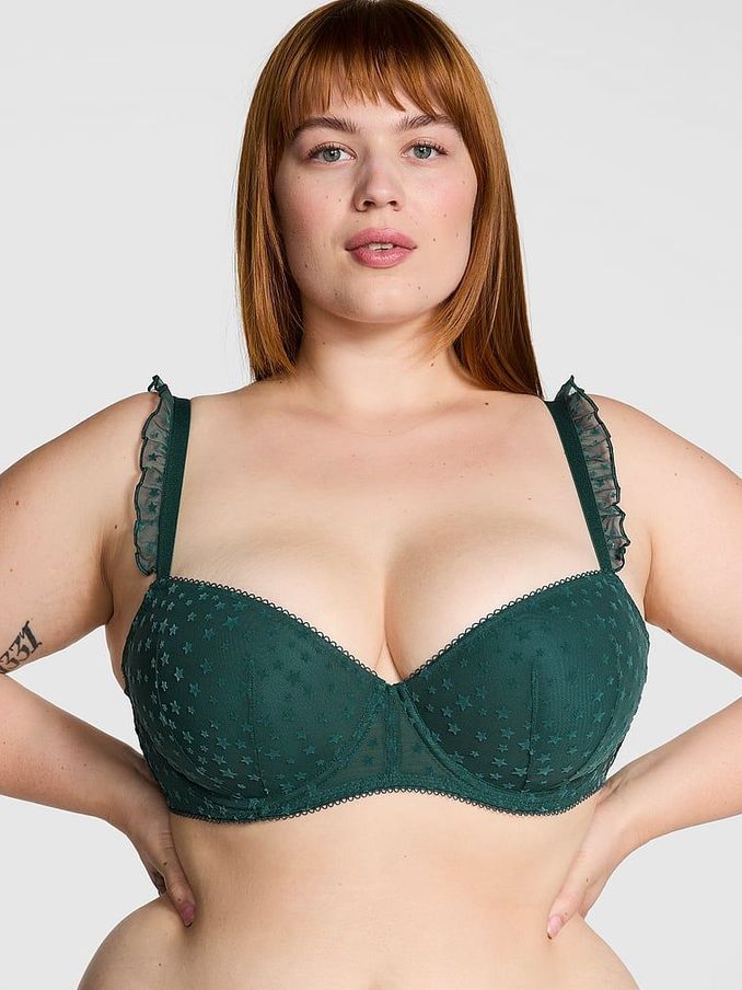 Deep Forest Green Balcony Star Chaser Lace Bra (E68641) | €40