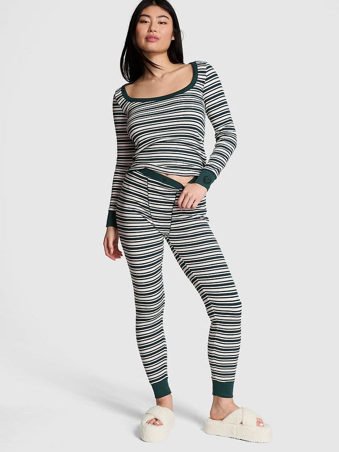 Deep Forest Green Thermal Long Pyjama Set (E68881) | €27