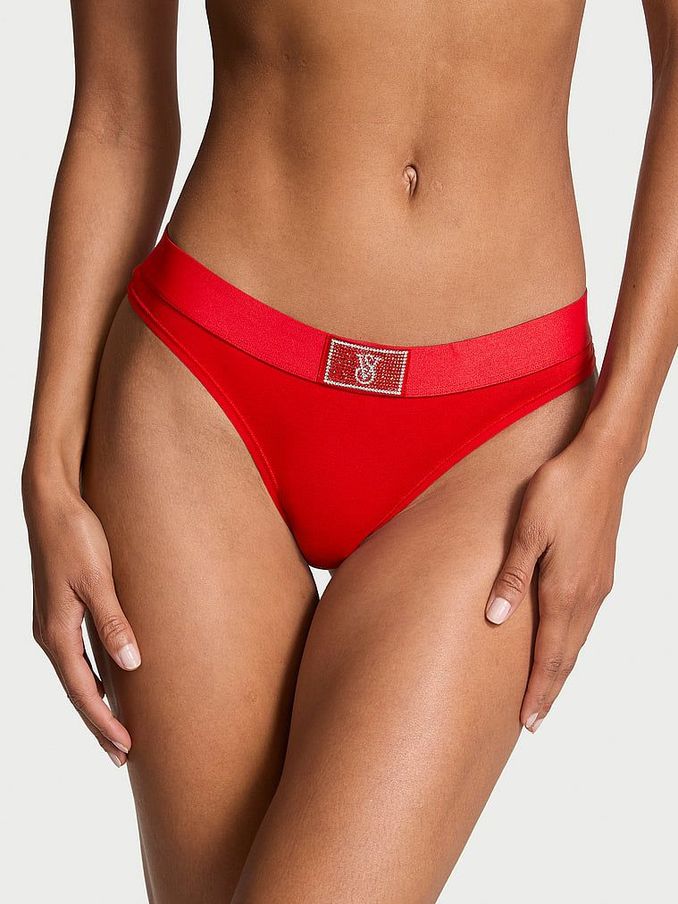 Lipstick Red Thong Logo Shine Patch Knickers (E68924) | €10.50