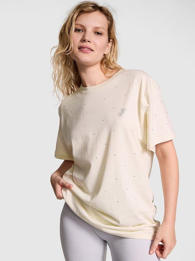 White Shell Short Sleeve Oversized T-Shirt (E68928) | €40