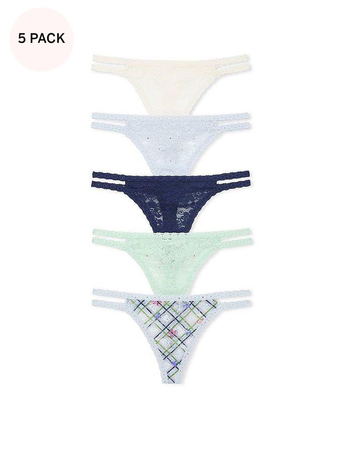 White/Blue/Navy/Green Thong 5 Pack Knickers (E68949) | €31
