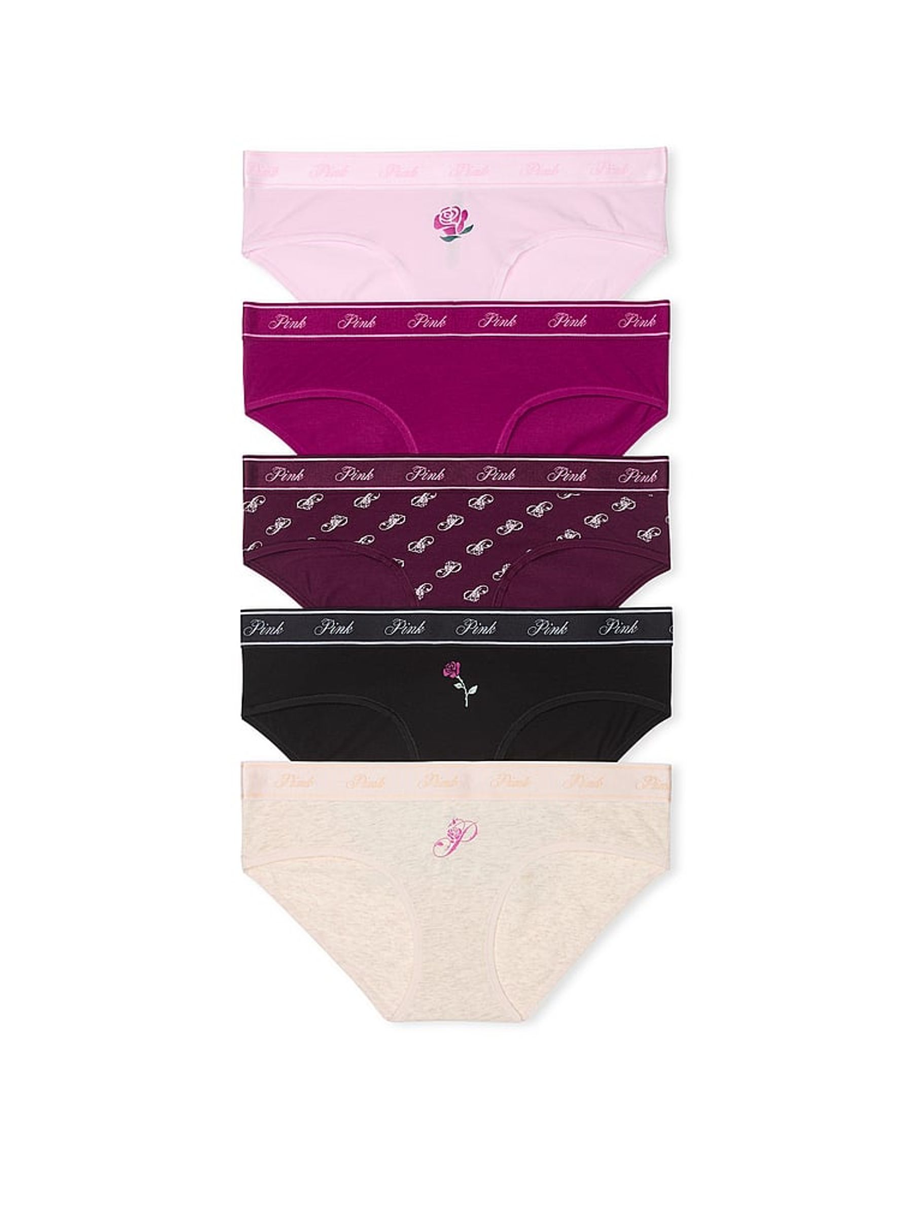 Black/Purple/Nude/Pink Hipster Logo 5 Pack Knickers (E68960) | €31