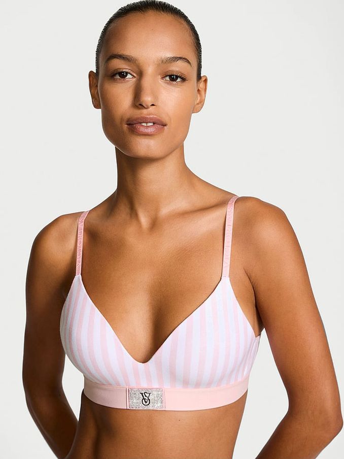 Pretty Blossom Pink Stripe Non Wired Lightly Lined Shine Patch Bra (E70391) | €45