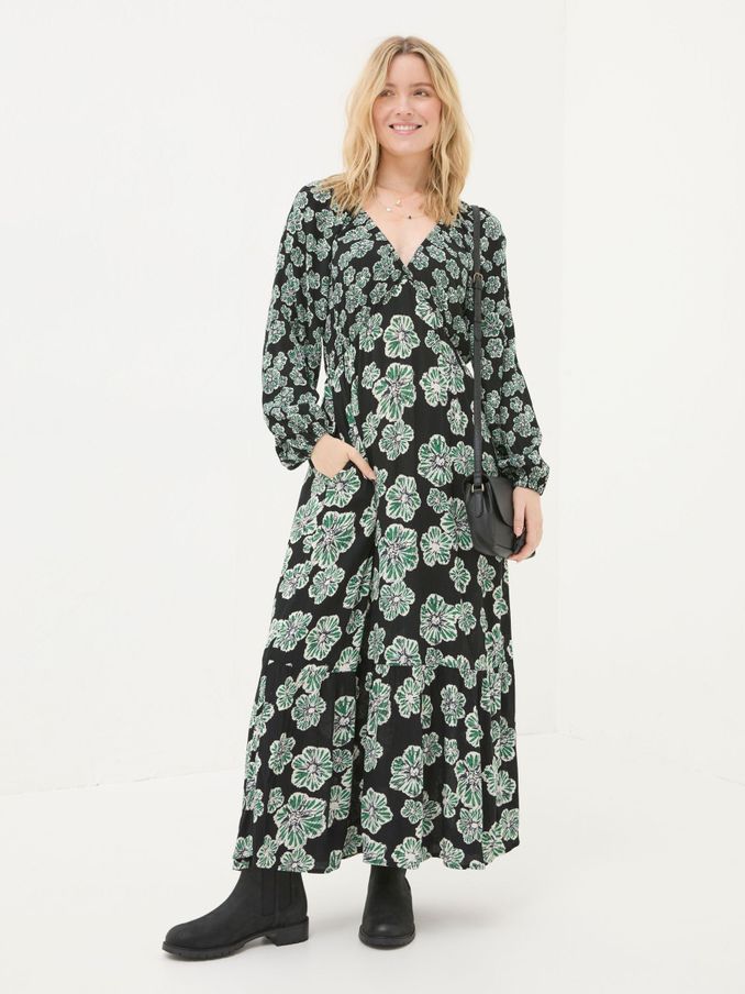 Noelle Black Spaced Floral Midi Dress (E70445) | €42