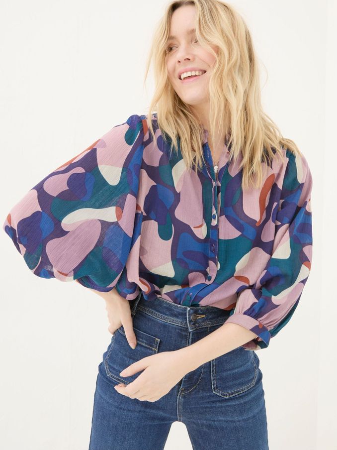 Evelyn Black Painted Abstract Blouse (E70491) | €39