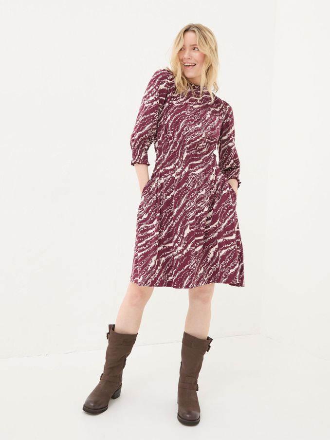 Krishan Red Wild Terrain Jersey Dress (E70567) | $48