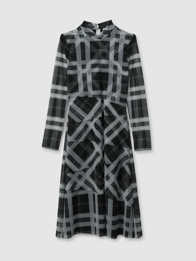 9-13 yrs Checked Tiered Midi Dress in Black/Ecru (E70999) | €45