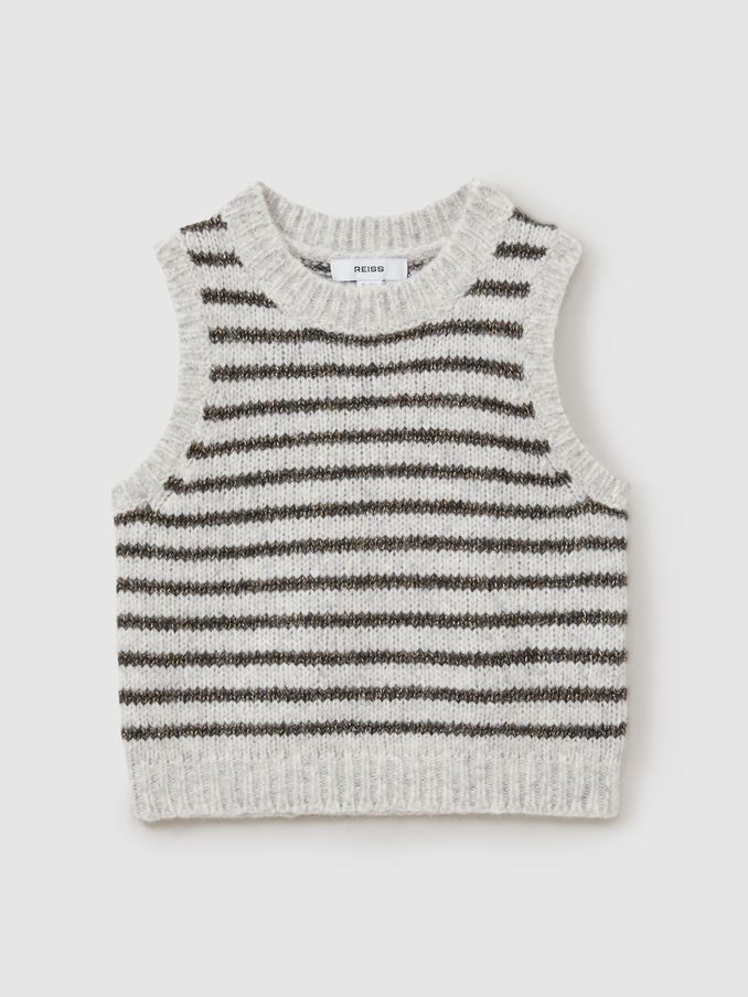 13-14 yrs Alpaca Blend Striped Vest in Grey (E71551) | €34