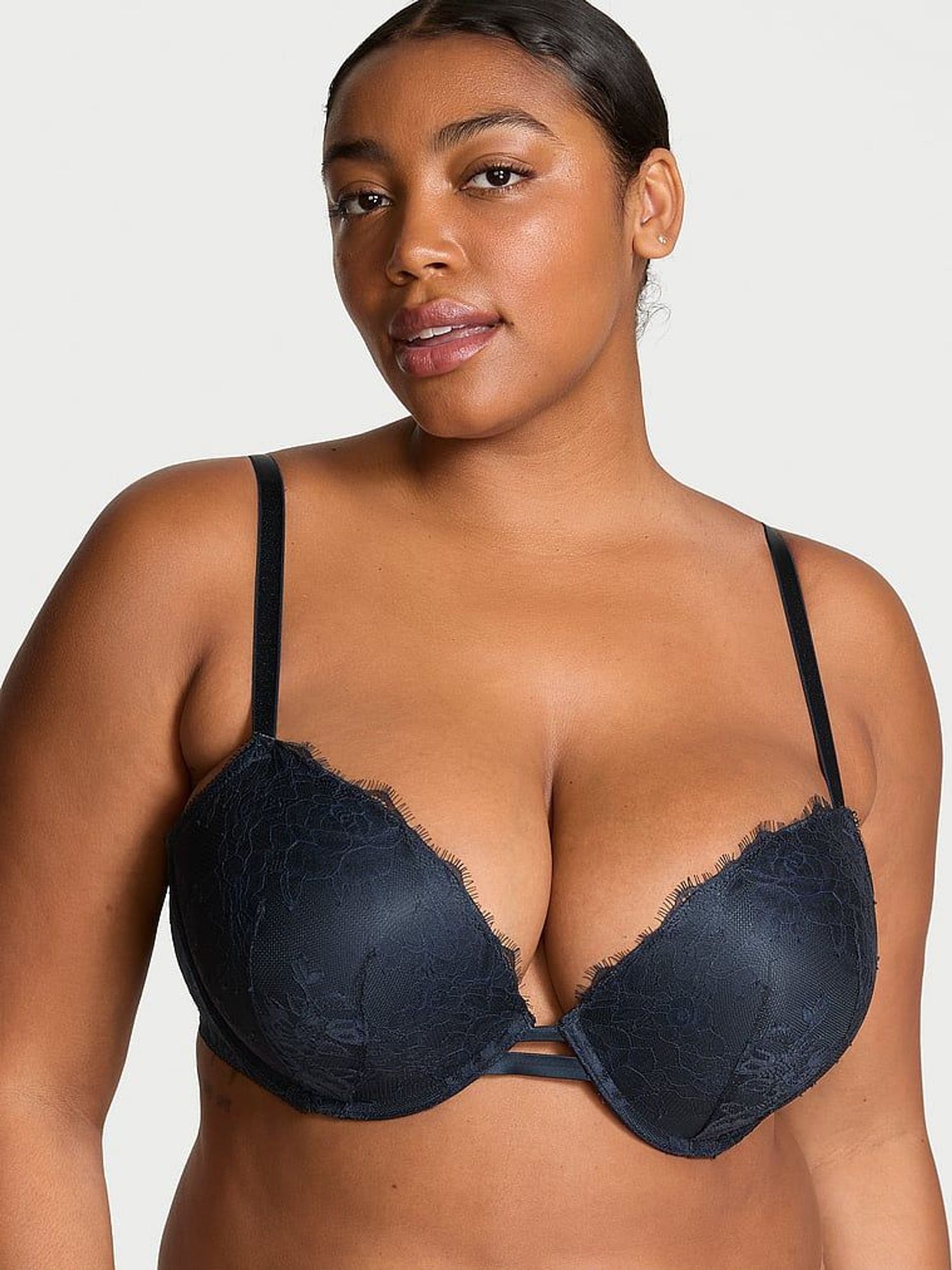 Dark Twlight Blue Push Up Rose Lace Bra (E72018) | €27