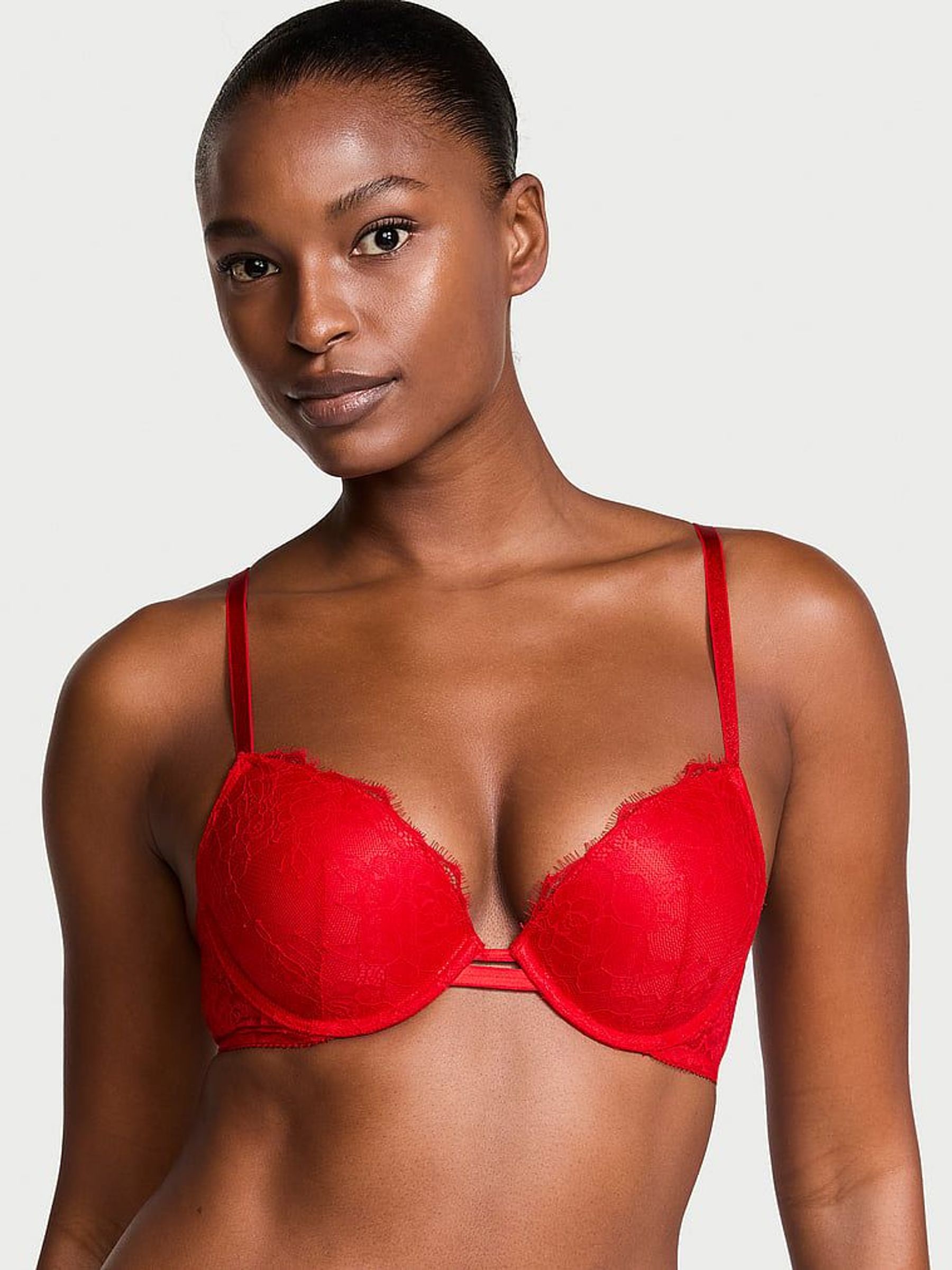 Lipstick Red Push Up Rose Lace Bra (E72026) | €27