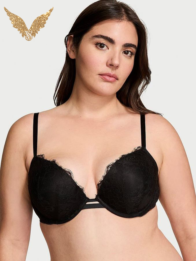 Black Bombshell Push Up Rose Lace Bra (E72029) | €56