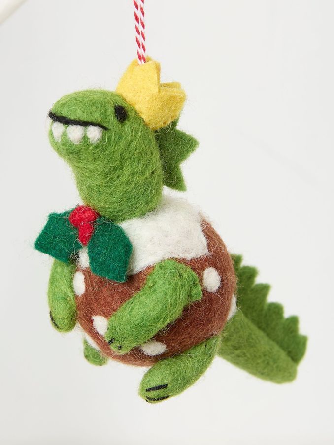Green Dinosaur Pudding Felt Decoration (E72617) | €6