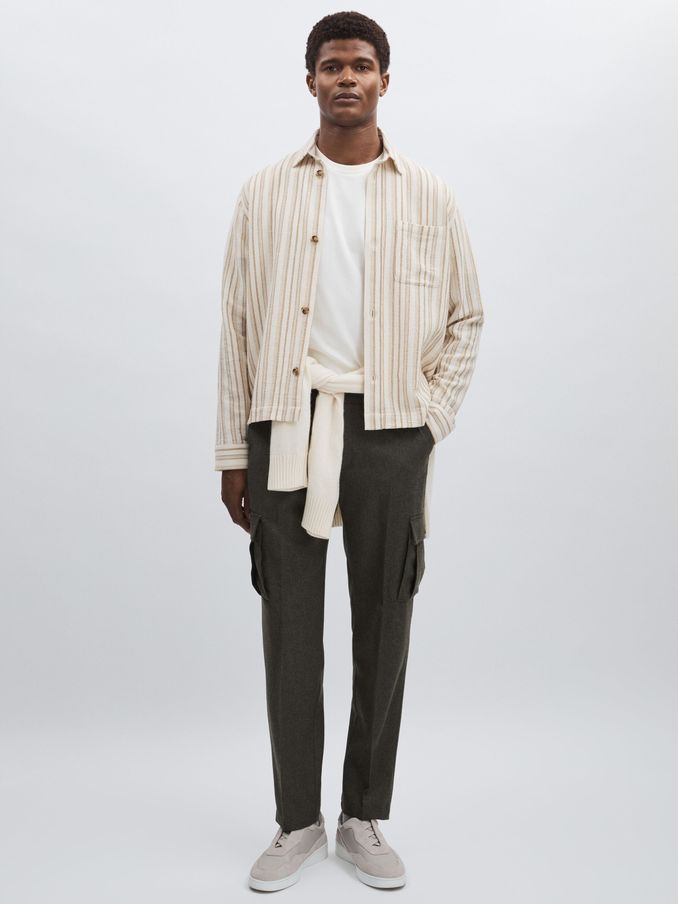 Wool-Blend Cargo Suit Trousers in Forest Green (E73423) | €85