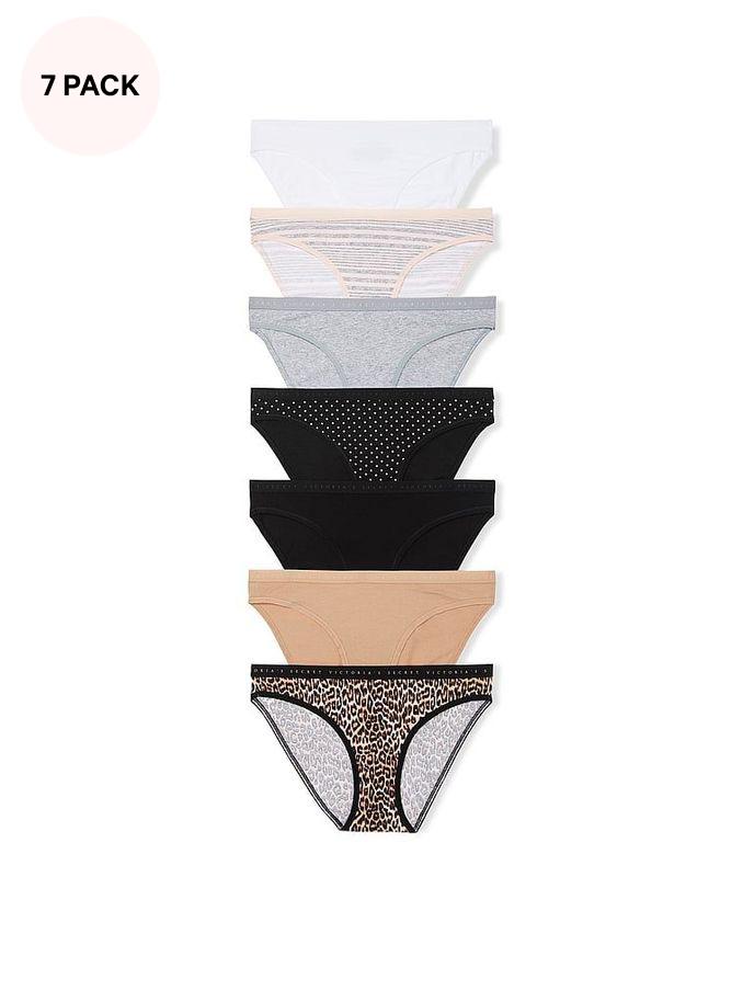 White/Grey/Black/Leopard/Nude Bikini Logo 7 Pack Knickers (E73885) | €40