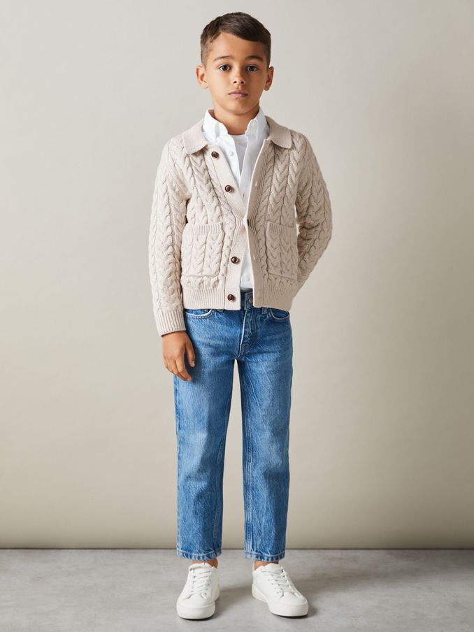 3-9 yrs Cable-Knit Cardigan in Oatmeal Melange (E74991) | US$24