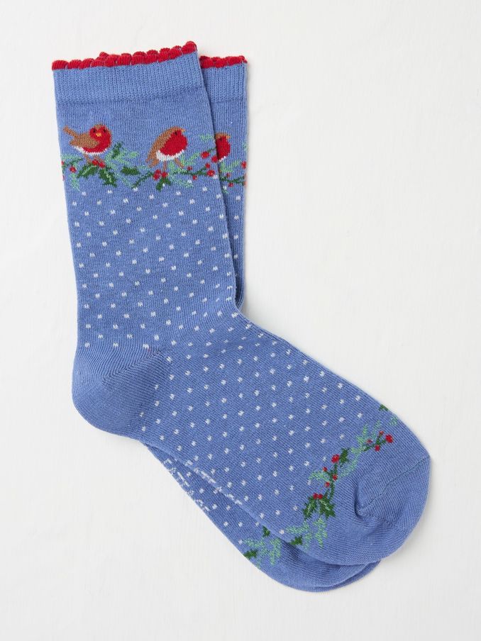 Blue Womens Robin Spot Socks 1 Pack (E75181) | €2
