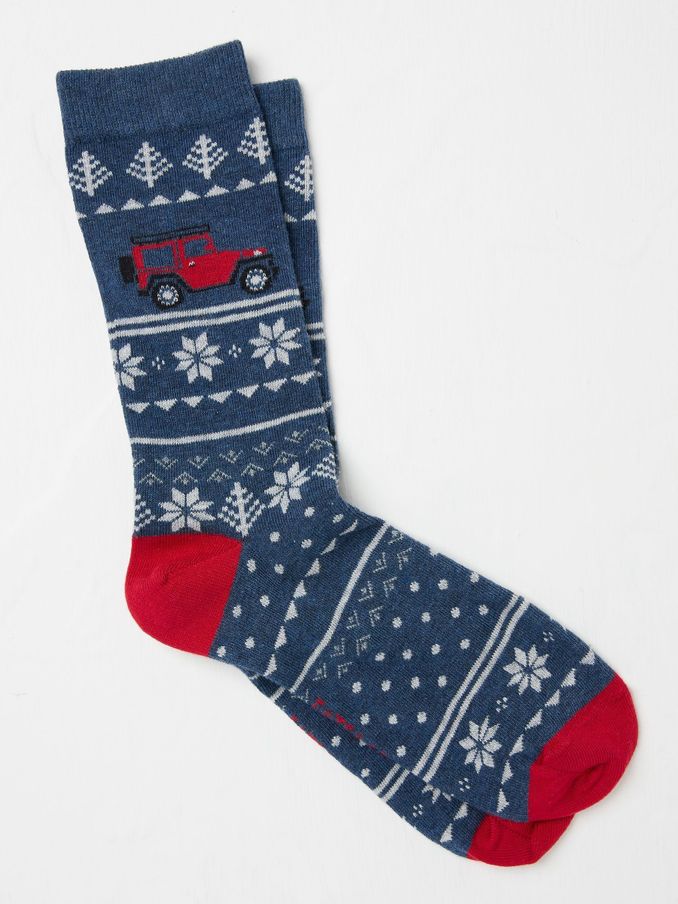 Navy Mens Fairisle Pattern Off Roader Socks 1 Pack (E75492) | $5