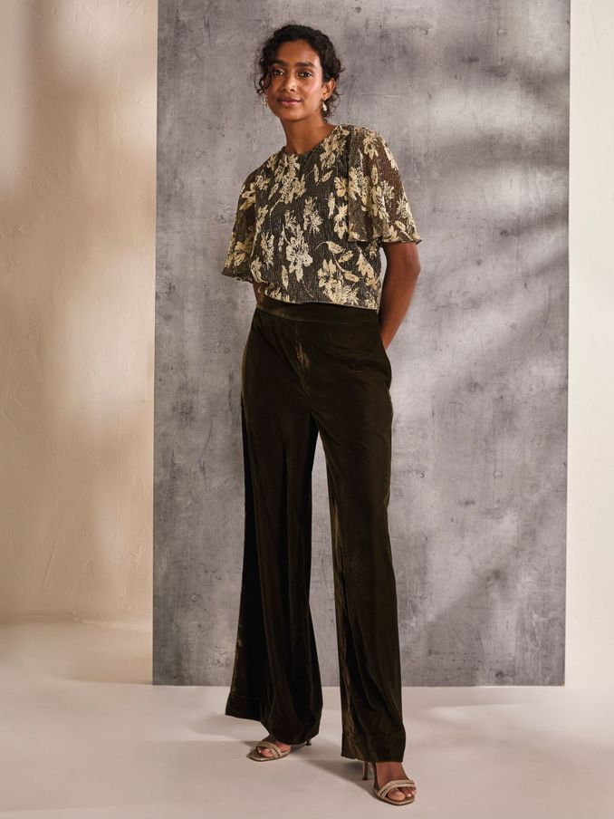 Ava Brown Velvet Trousers (E76121) | €33