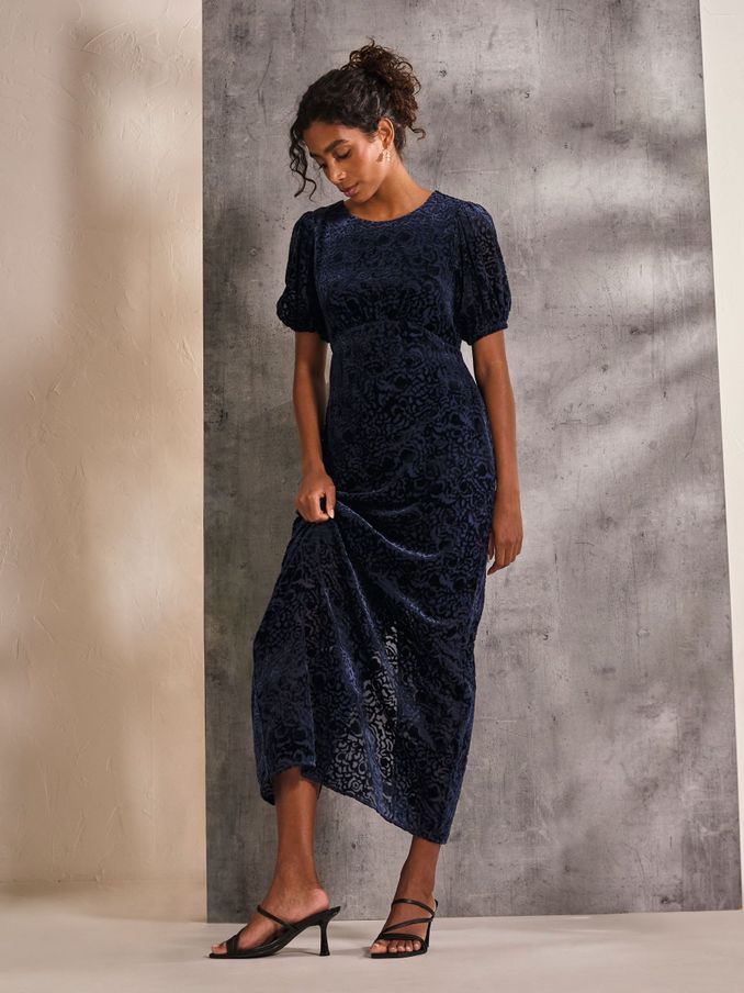 Blue Nora Burnout Midi Dress (E76136) | €72