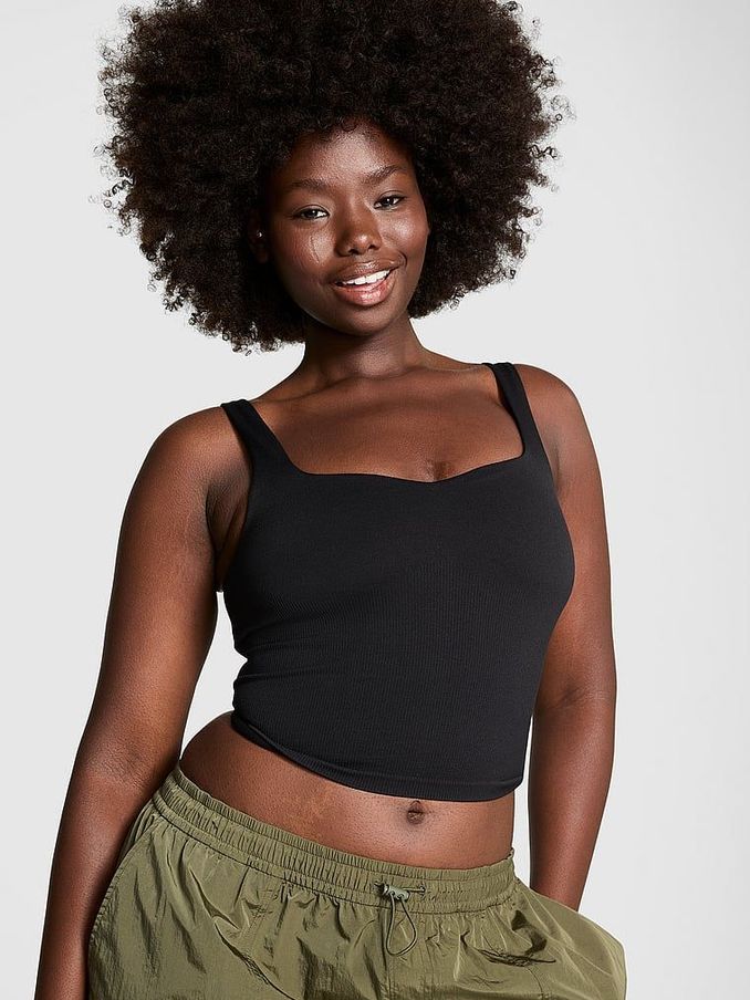 Black Longline Sports Bra Tank Top (E77117) | €33