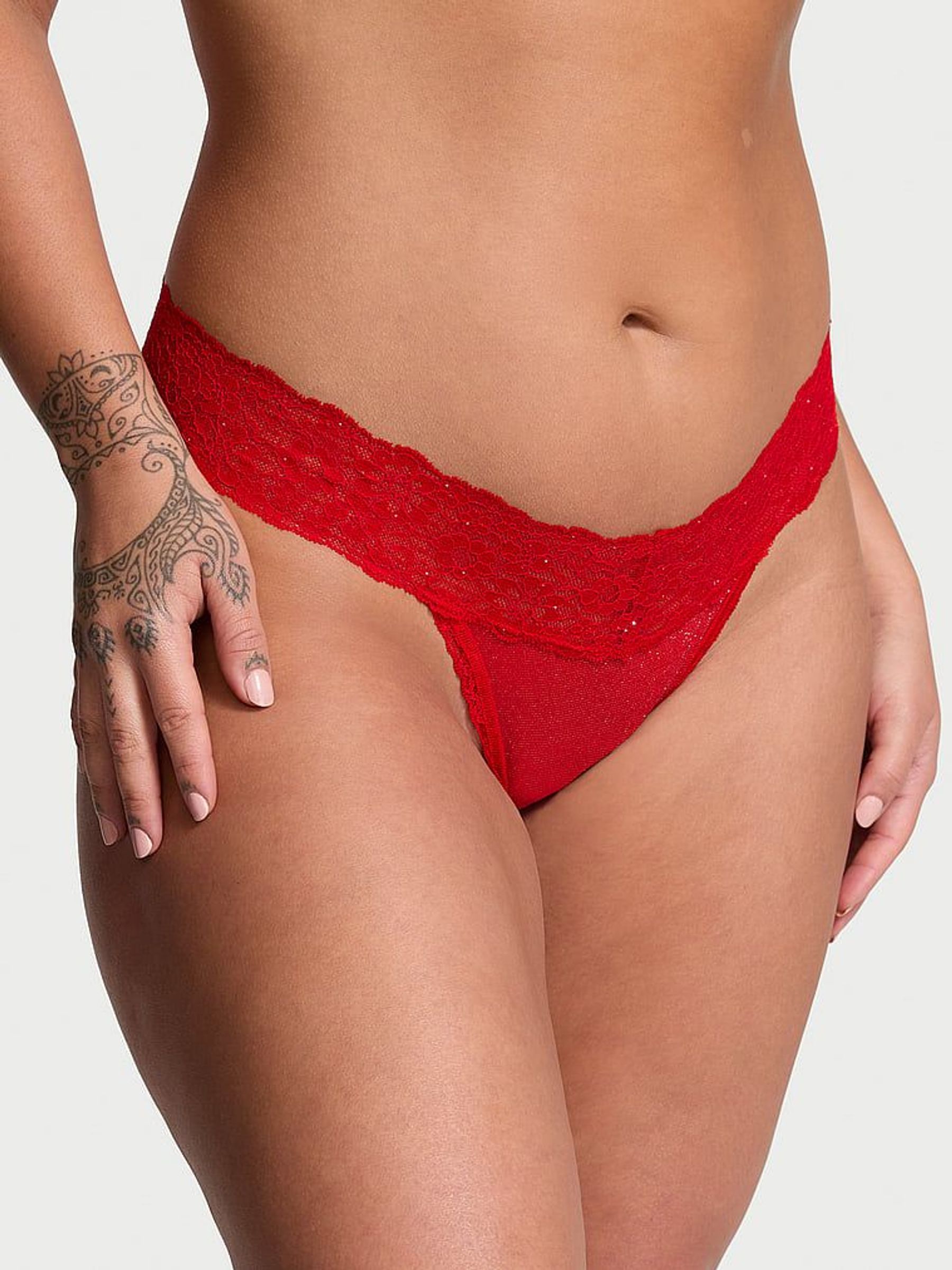 Lipstick Red Sequins Thong Mesh Knickers (E77125) | €4