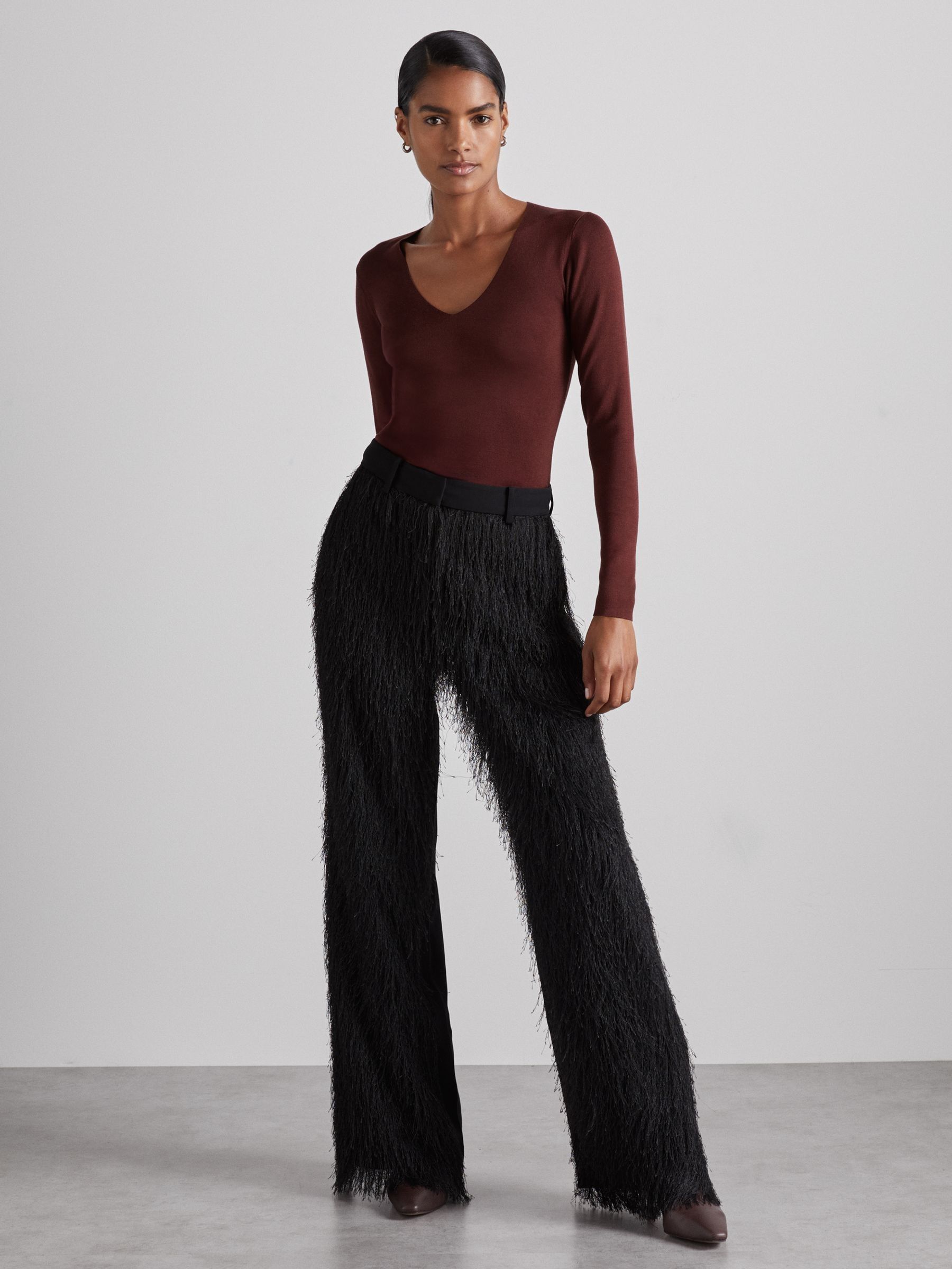 Atelier Knitted Silk-Blend Top in Oxblood (E78631) | 619 QAR