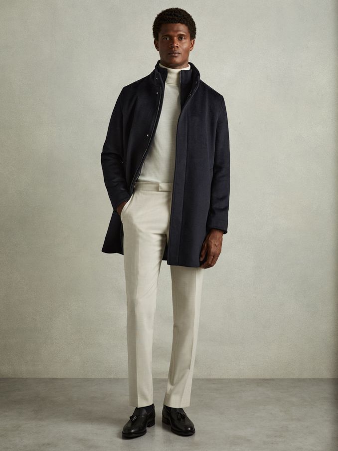 Wool-Blend Hybrid Coat in Navy (E78638) | €352