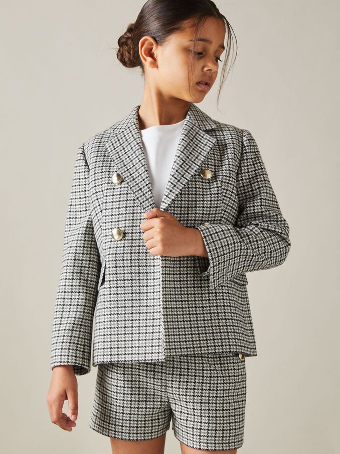 9-13 yrs Checked Double Breasted Suit Blazer in Black (E78639) | €53