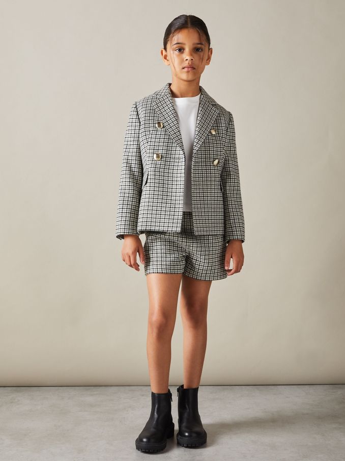 4-9 yrs Checked Double Breasted Suit Blazer in Black (E78640) | US$57