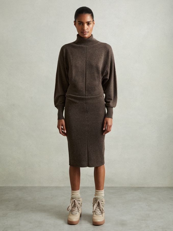 Petite Jumper Dress with Wool and Cashmere in Chocolate (E78655) | €112