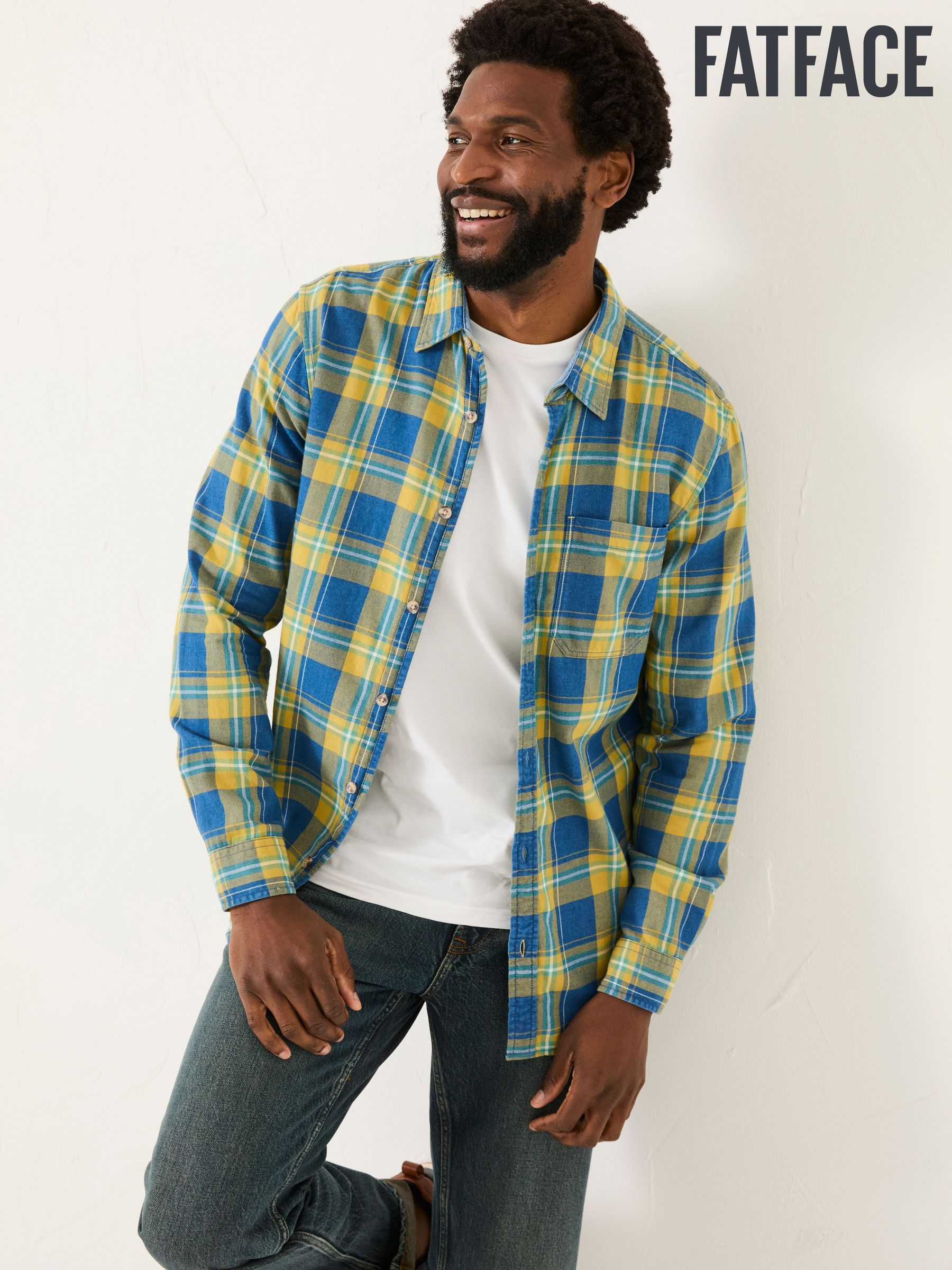 Yellow Long Sleeve Mead Check Shirt (E79182) | $84