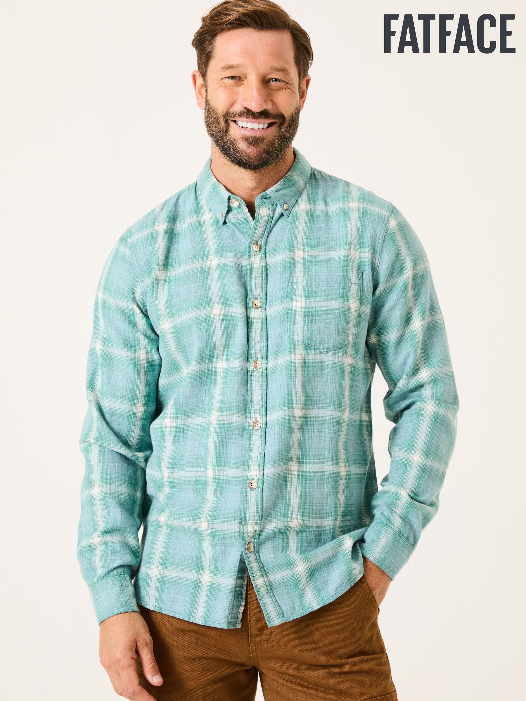 Light Teal Long Sleeve Earl Check Shirt (E79185) | €36