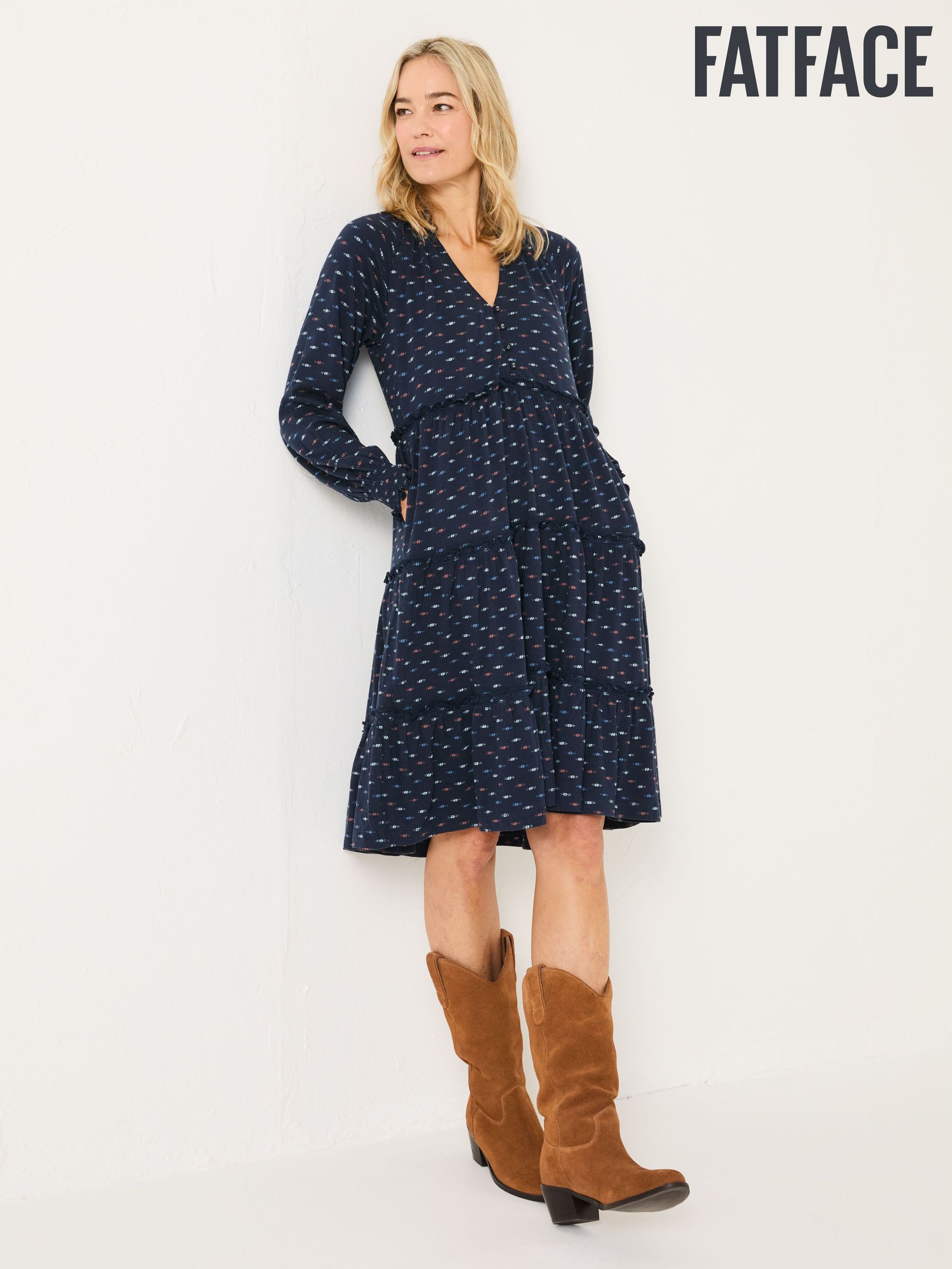 Navy Ivana Jersey 100% Cotton Dress (E79207) | $80
