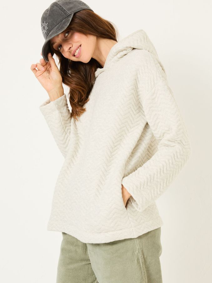 Grey Quilted Overhead 100% Cotton Hoodie (E79221) | €59