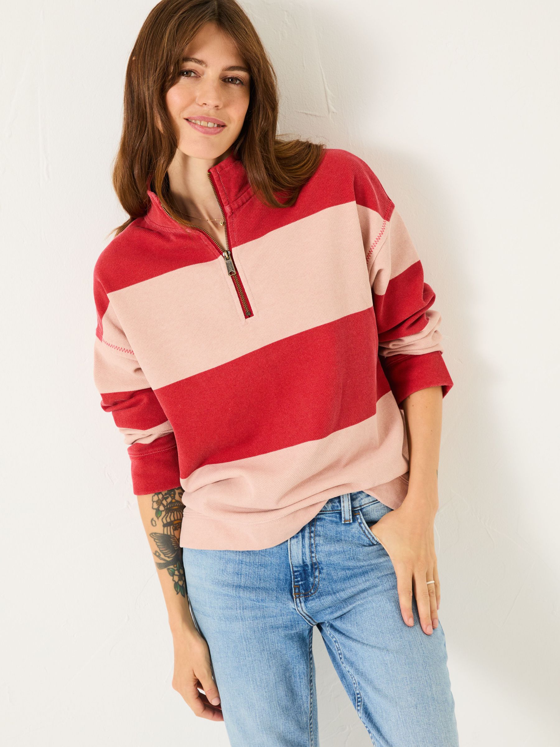 Airlie Pink Stripe Relaxed 100% Cotton Sweatshirt (E79230) | €72.50