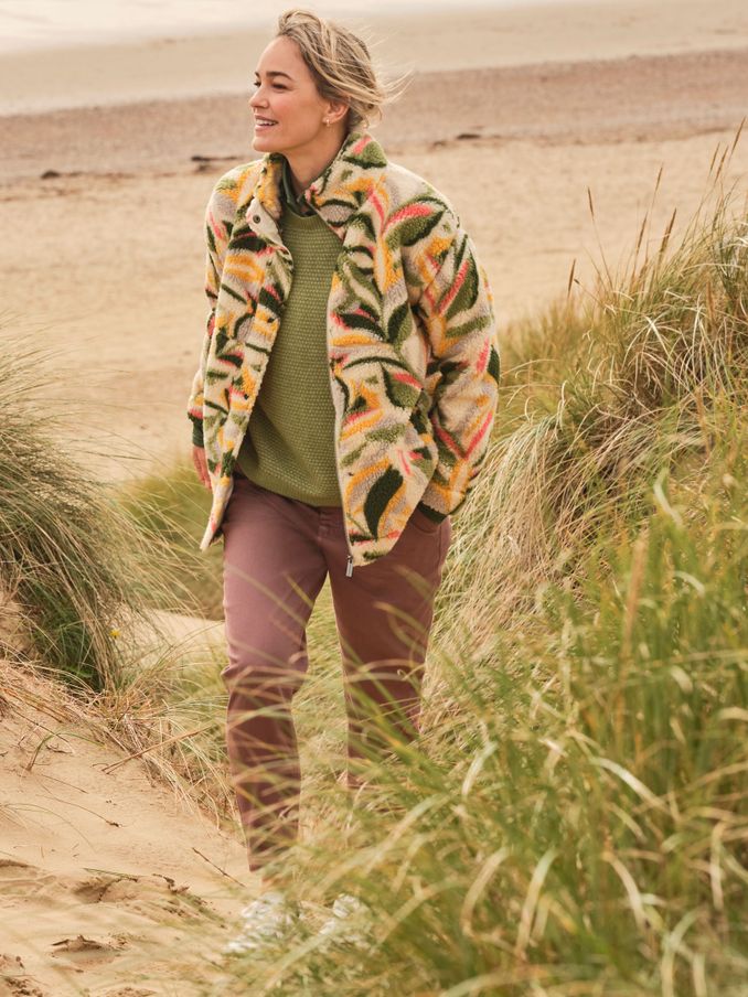 Natural Jungle Leaves Fleece Jacket (E79248) | $64
