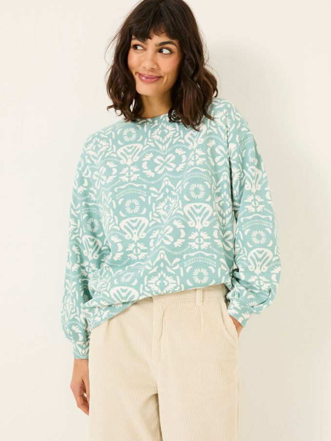 Alex Jade Green Batik Geo Crew Sweatshirt (E79252) | €56