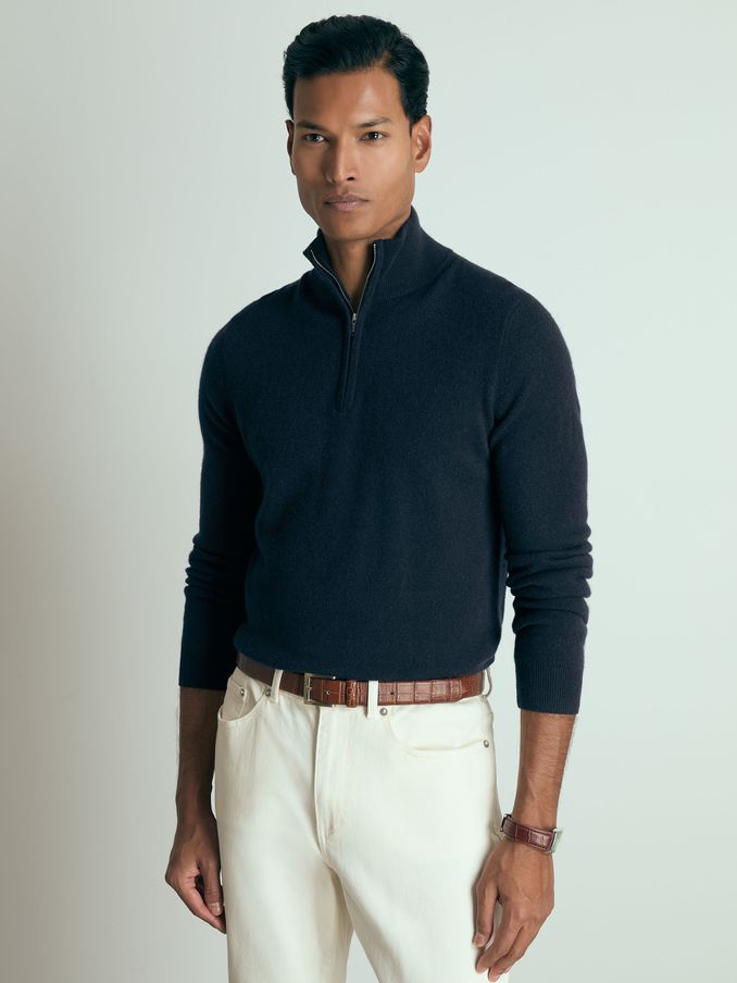 Atelier Cashmere Zip-Neck Jumper in Navy (E79321) | €169