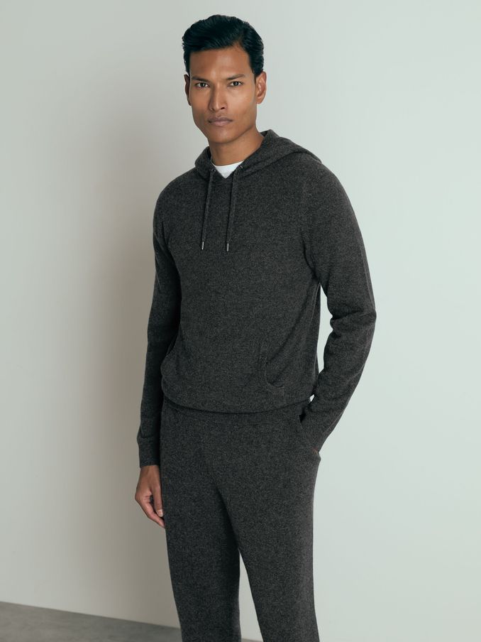 Atelier Cashmere Hoodie in Charcoal Melange (E79329) | US$216