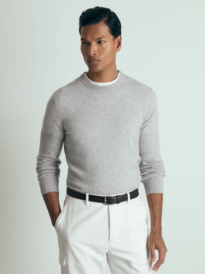 Atelier Cashmere Crew-Neck Jumper in Soft Grey Melange (E79334) | €155