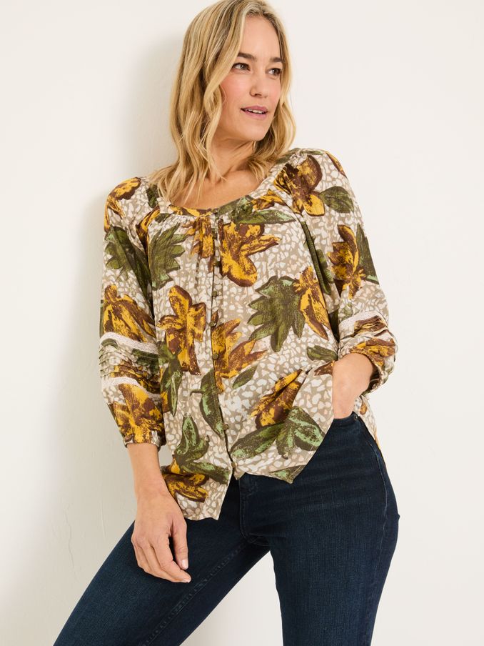 Caitlin Natural Wilding Leaves Tunic (E79964) | €65