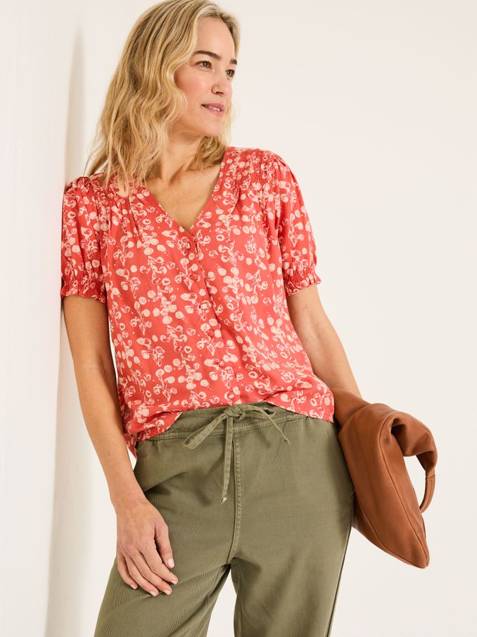Burnt Orange Jade Blouse (E80124) | $70