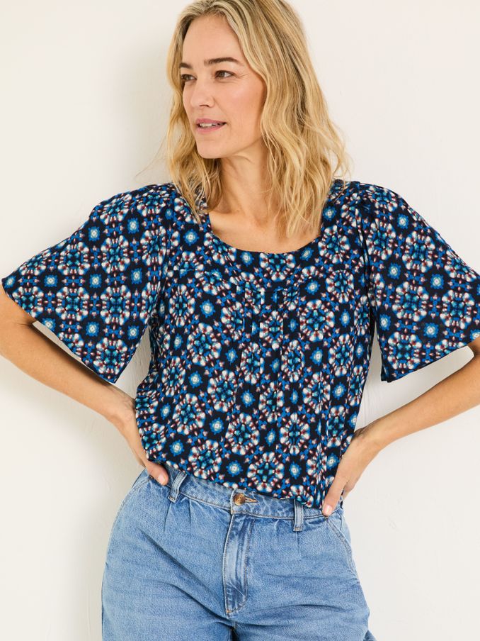 Kyro Indigo Blue Blouse (E80127) | $64