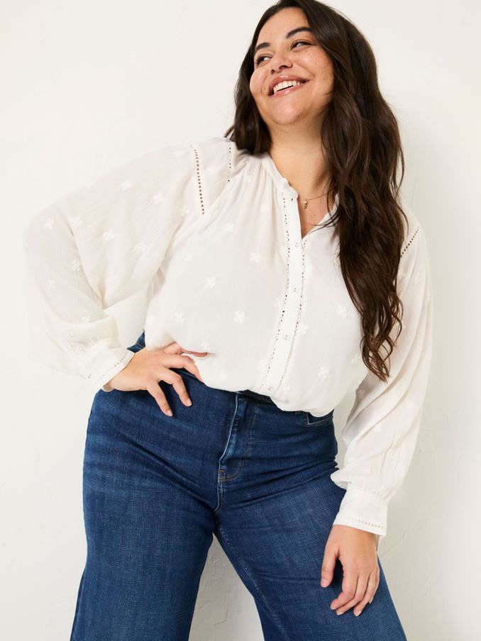 Orla Ivory Embroidered Blouse (E80130) | $76