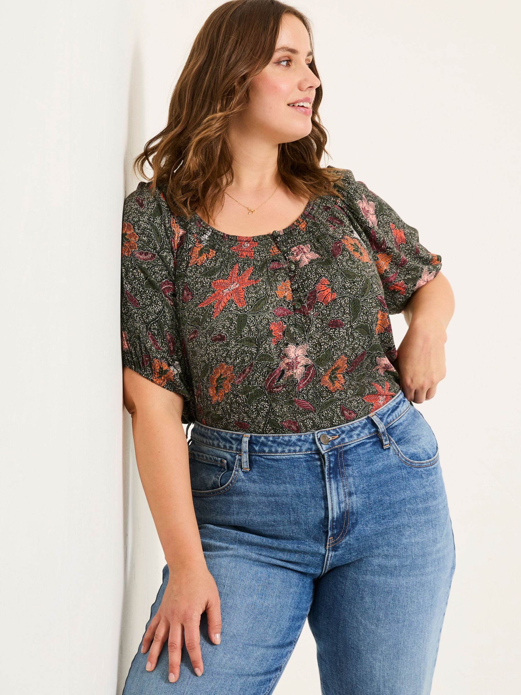 Black Floral Tayana Blouse (E80135) | $72