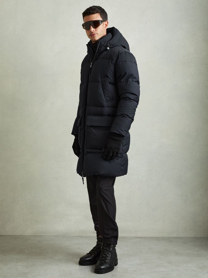 Quilted Longline Puffer Coat in Navy (E80208) | HK$3,202