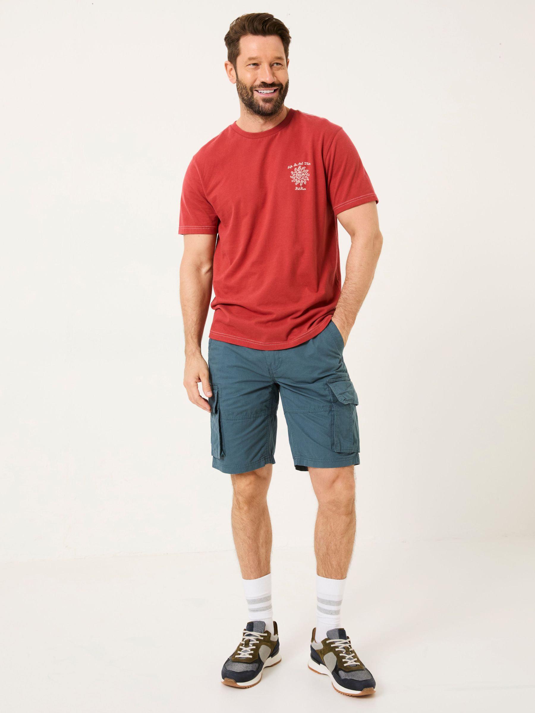Bude Dark Teal Blue Cargo Shorts (E80231) | $70