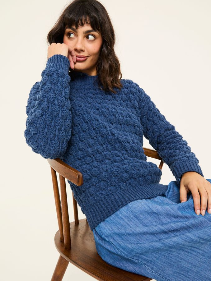Navy Bea Bobble Knitted Jumper (E80960) | €46