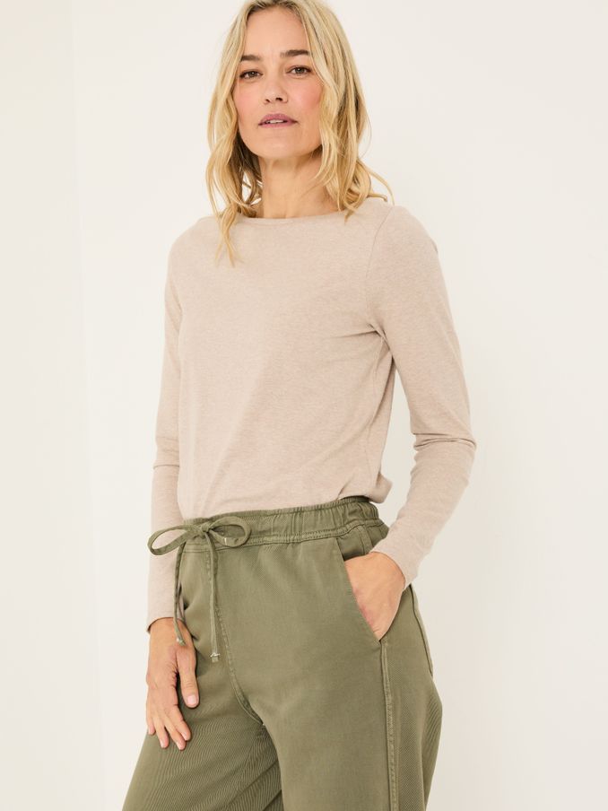 Bree Oatmeal Long Sleeve T-Shirt (E80967) | $46